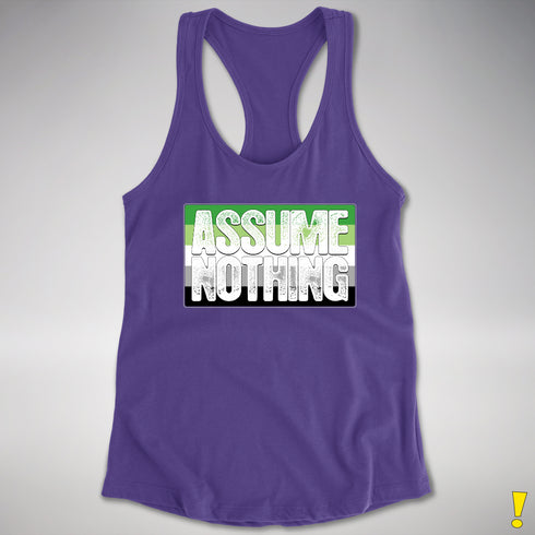 Assume Nothing Aromantic Pride Flag Racerback Tank - Purple